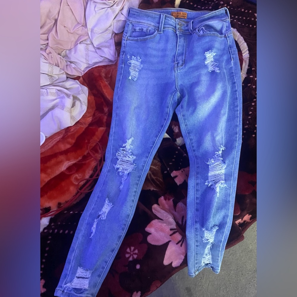 Blue ripped jeans